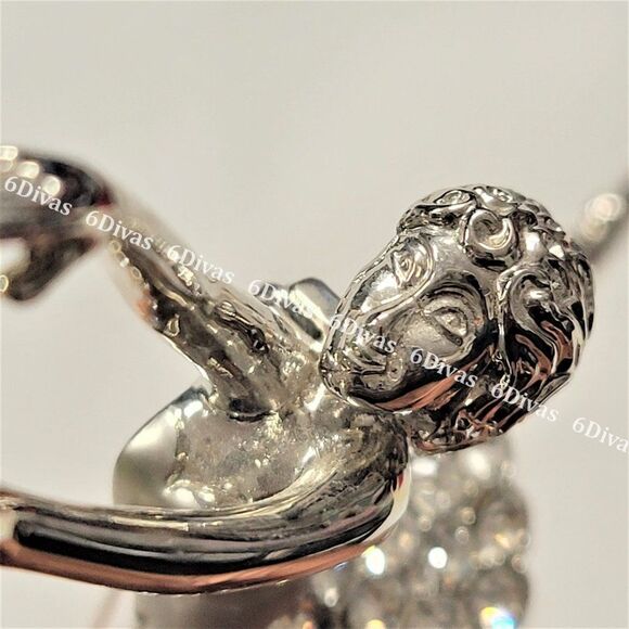 𝅺DANCING Ballerina Silver Tone Brooch with Sparkling Crystals - Picture 11 of 14